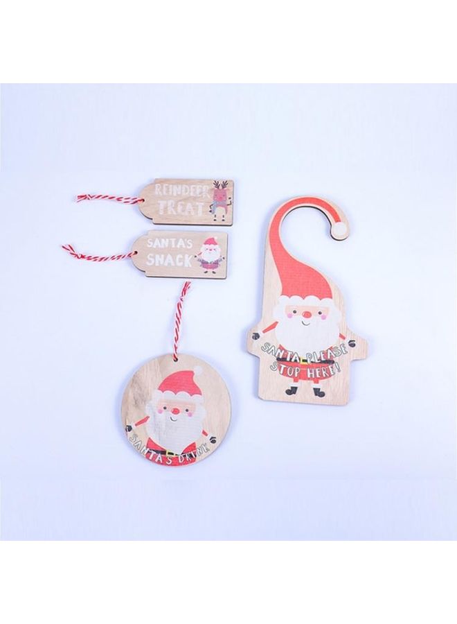 BGM Pack Of 2 Wooden Door Hanging Ornaments Red/White/Beige - Image 2