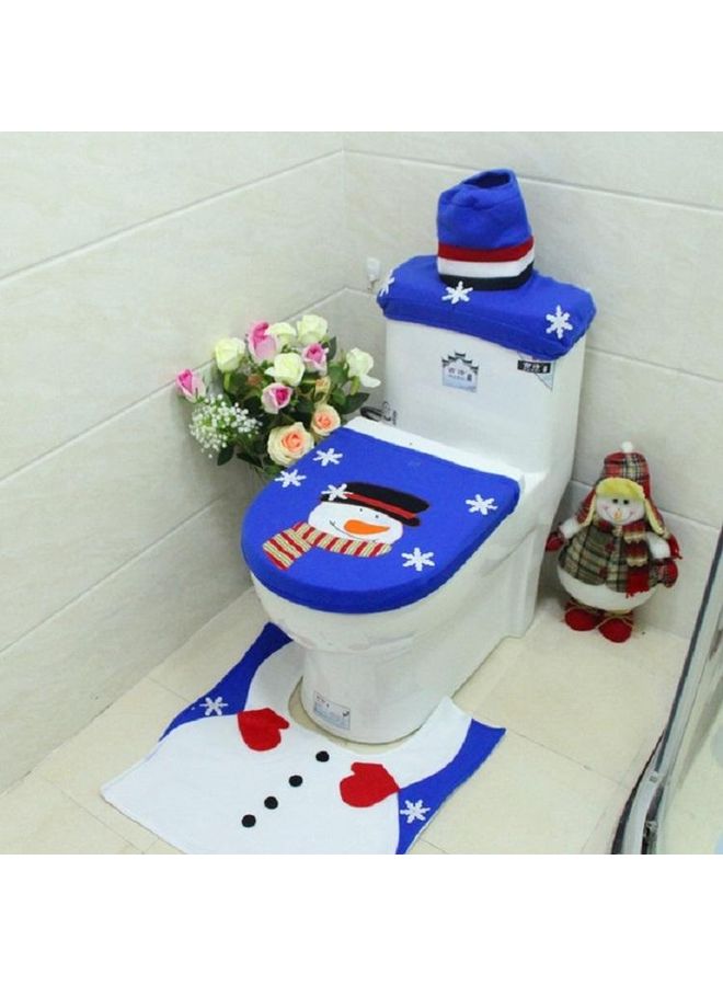 بي جي إم طقم مرحاض مطرز بتصميم رجل الثلج للكريسماس مكون من 3 قطع. أزرق. - Image 1