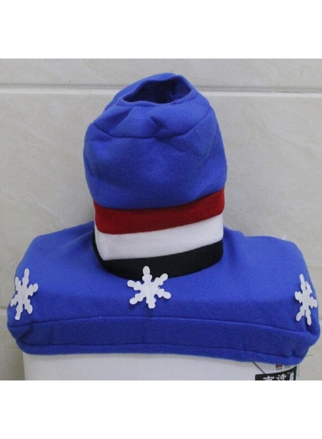 بي جي إم طقم مرحاض مطرز بتصميم رجل الثلج للكريسماس مكون من 3 قطع. أزرق. - Image 4