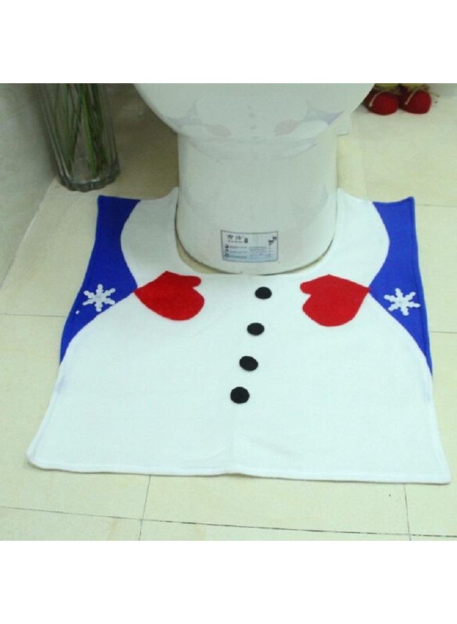 بي جي إم طقم مرحاض مطرز بتصميم رجل الثلج للكريسماس مكون من 3 قطع. أزرق. - Image 5