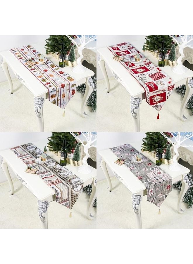 بي جي إم طقم مفارش مزدوجة الطبقات للطاولة للكريسماس مكون من قطعتين أبيض/أحمر - Image 3