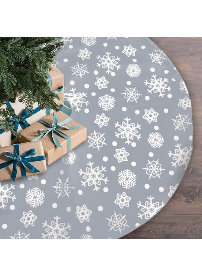 بي جي إم تنورة للشجرة مزينة بطبعة ندفة ثلج رمادي/أبيض - Image 1