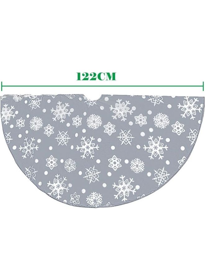 بي جي إم تنورة للشجرة مزينة بطبعة ندفة ثلج رمادي/أبيض - Image 3