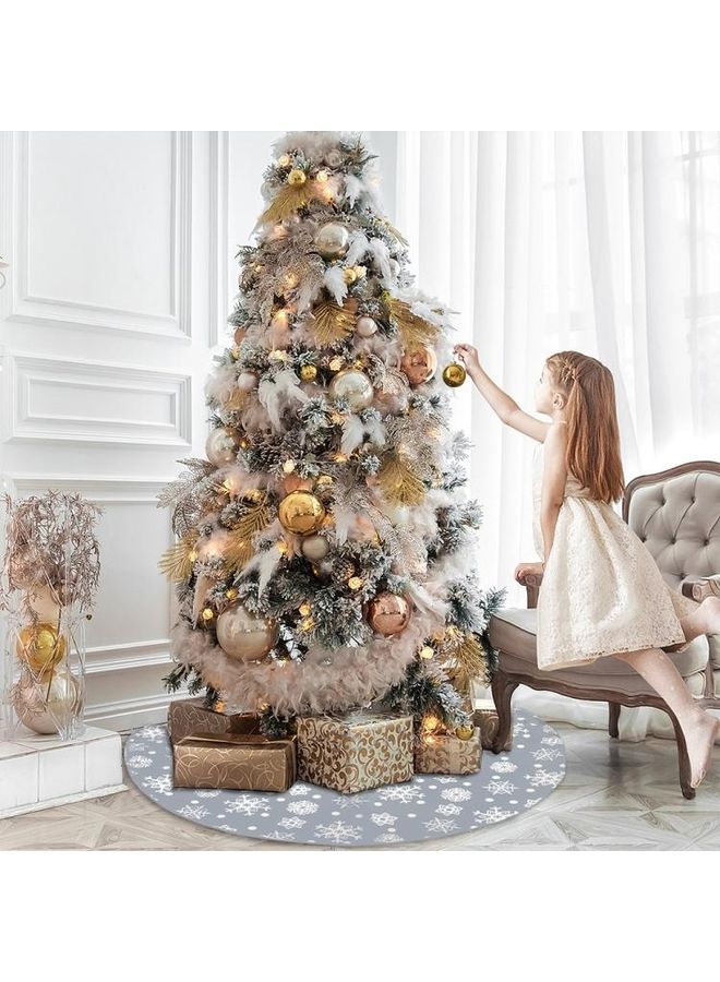 بي جي إم تنورة للشجرة مزينة بطبعة ندفة ثلج رمادي/أبيض - Image 5