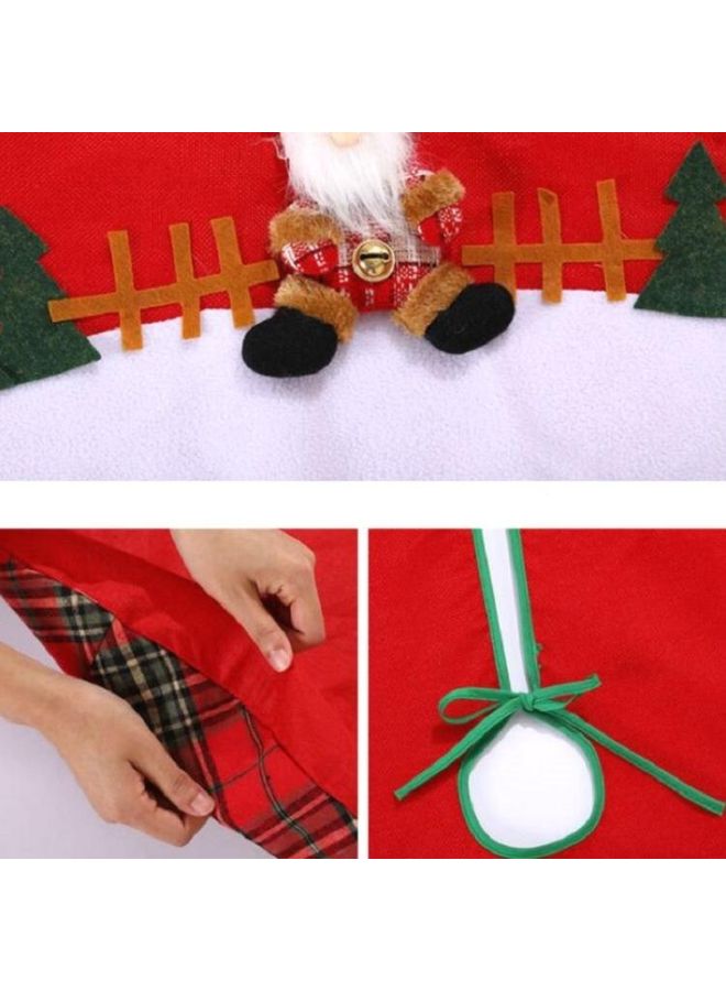 BGM Snowman Printed Tree Skirt Decorative Ornament Red/White/Green - Image 2