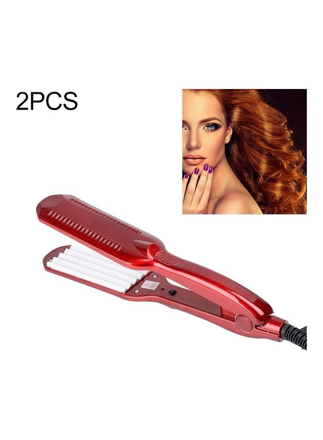 بي جي إم أداة كي احترافية لتجعيد الشعر مصنوعة من السيراميك بقوة 220 فولت مكونة من قطعتين. أحمر - Image 1
