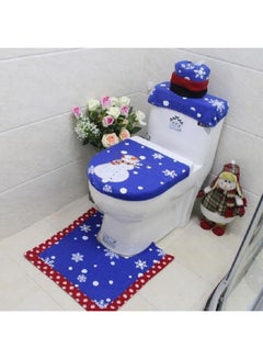 BGM 3-Piece  Embroidered Christmas Snowman Toilet Set Blue  - Image 1