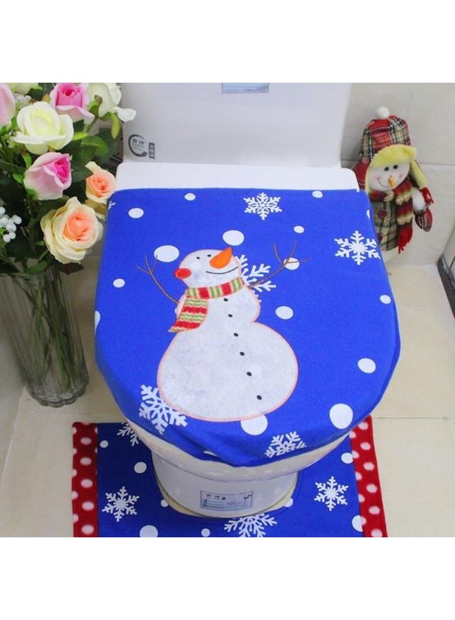 بي جي إم طقم مرحاض مطرز بتصميم رجل الثلج للميلاد مكون من 3 قطع . أزرق - Image 3
