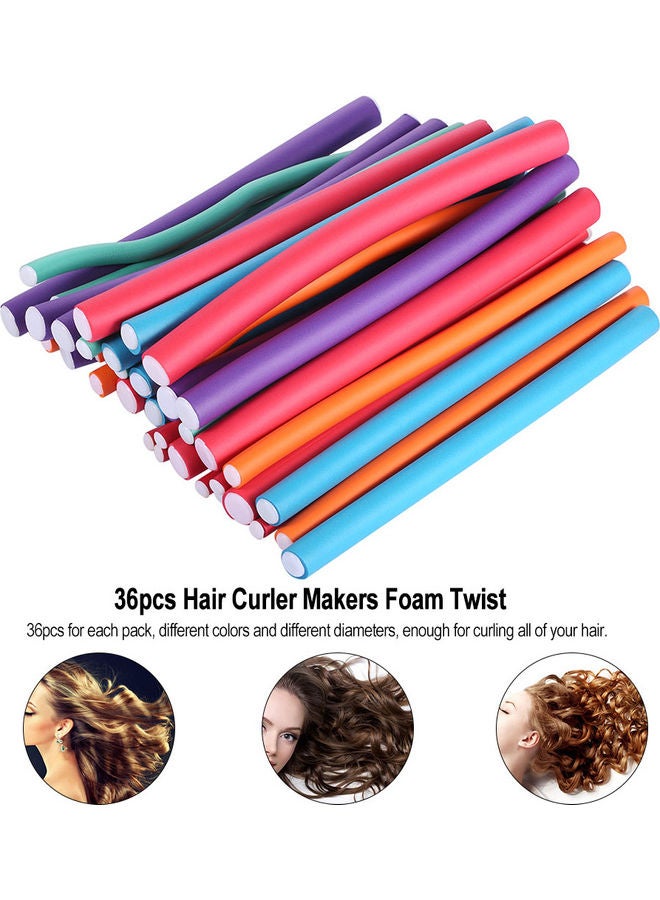 مجموعة مجعدات شعر باللف من مادة إسفنجية مكونة من 36 قطعة متعدد الألوان - Image 2