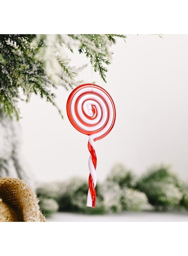 بي جي إم مجموعة 10 قطع زينة بتصميم مصاصة أحمر/أبيض