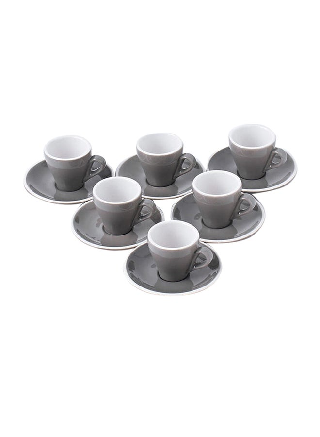 Shuer Ceramic Coffee Cup And Saucer Set Grey 80ml - Image 1