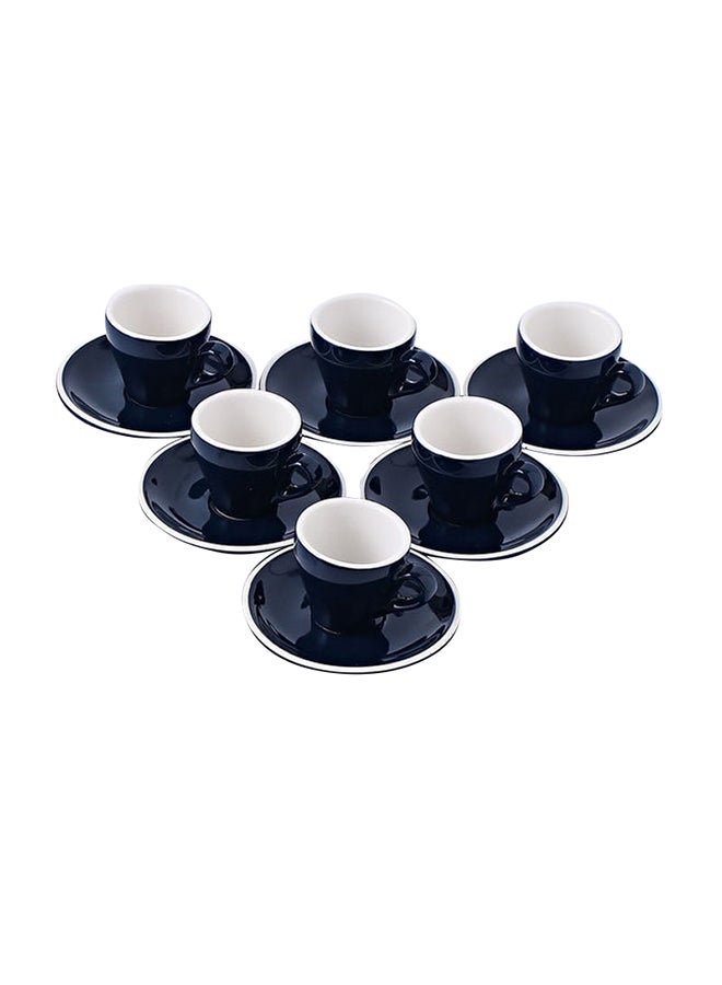 Shuer Ceramic Coffee Cup And Saucer Set Blue 80ml  - Image 1