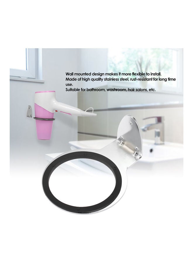 Generic - Hair Dryer Holder Wall Mount Black/Silver 13 x 6 x 9cm - Image 1