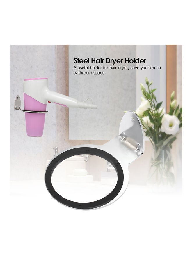 Generic - Hair Dryer Holder Wall Mount Black/Silver 13 x 6 x 9cm - Image 1