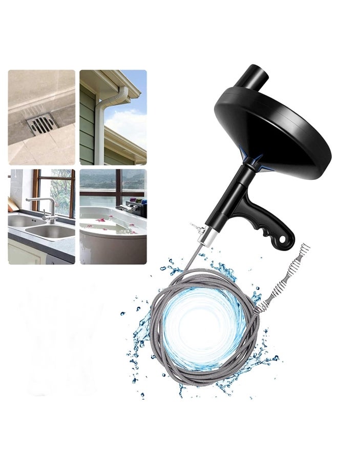 ZENHOME Drain Augers Plumbing Snake Pipe Cleaner Black/Silver - Image 1