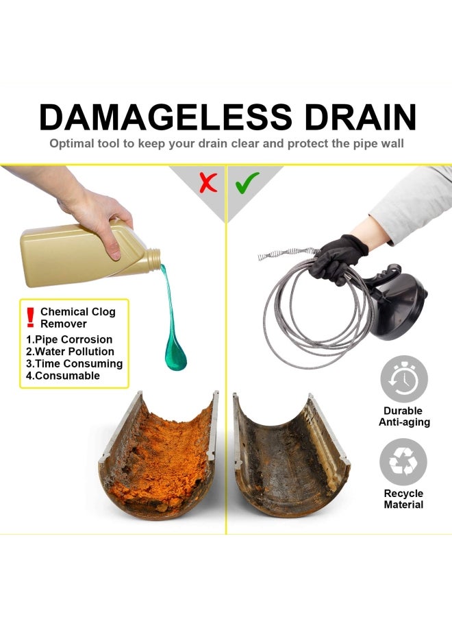 ZENHOME Drain Augers Plumbing Snake Pipe Cleaner Black/Silver - Image 3