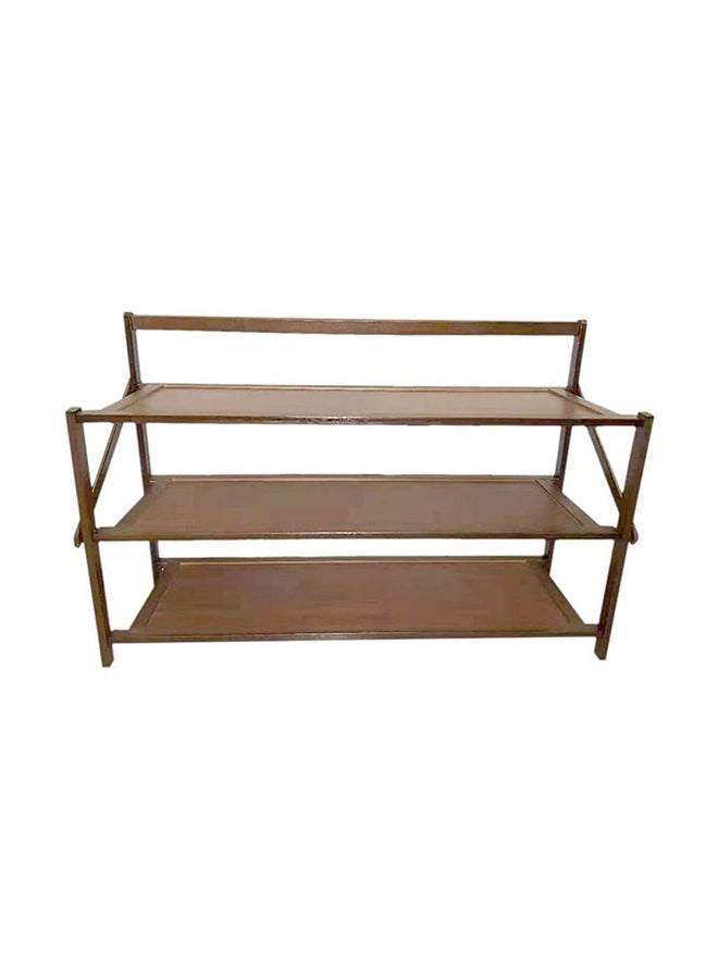 LINGWEI 3 Tier Foldable Shoe Rack Brown - Image 1