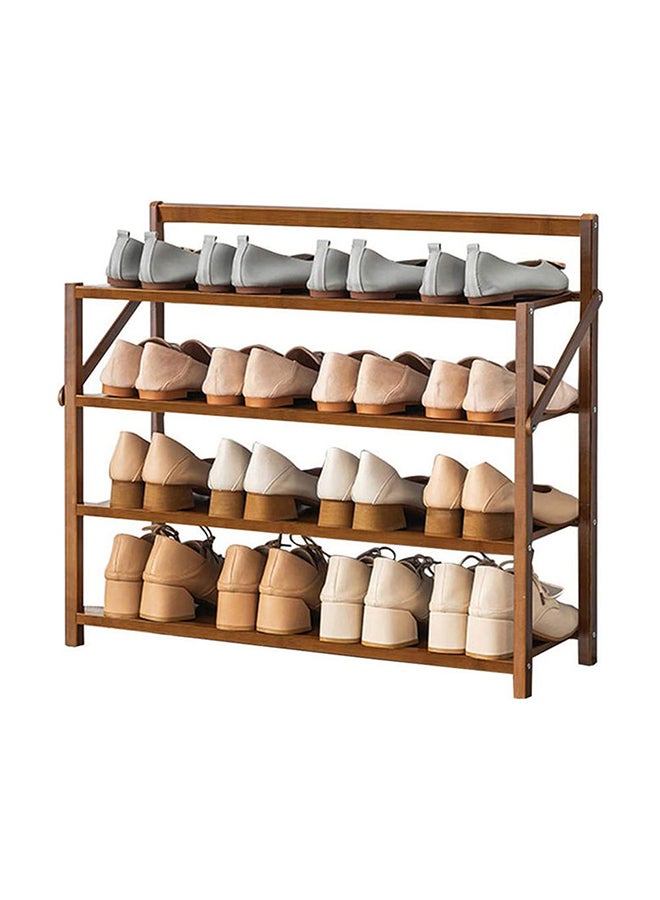 LINGWEI 4 Tier Foldable Shoe Rack Brown - Image 1