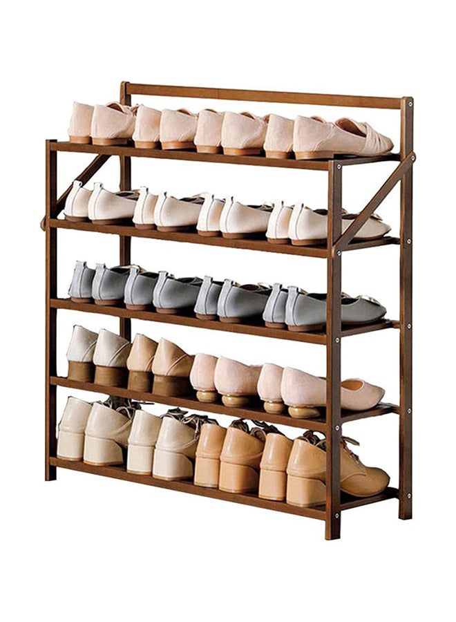 LINGWEI 5 Tier Foldable Shoe Rack Brown - Image 1