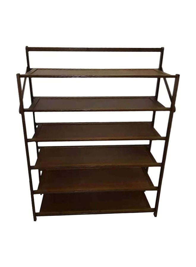 LINGWEI 6 Tier Foldable Shoe Rack Brown - Image 1