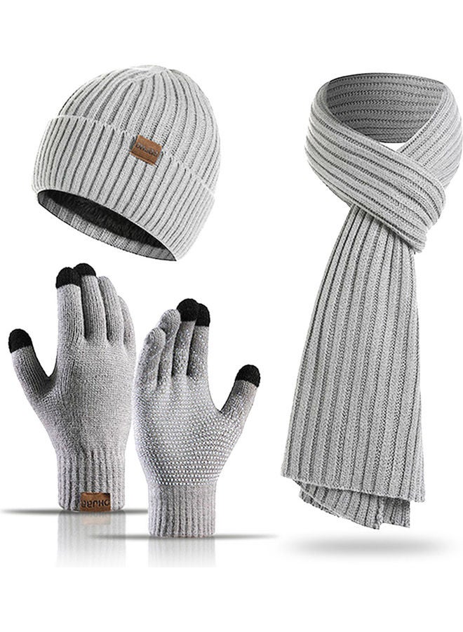 1-Pair Winter Warm Gloves with Hat and Neck Scarf - Image 1