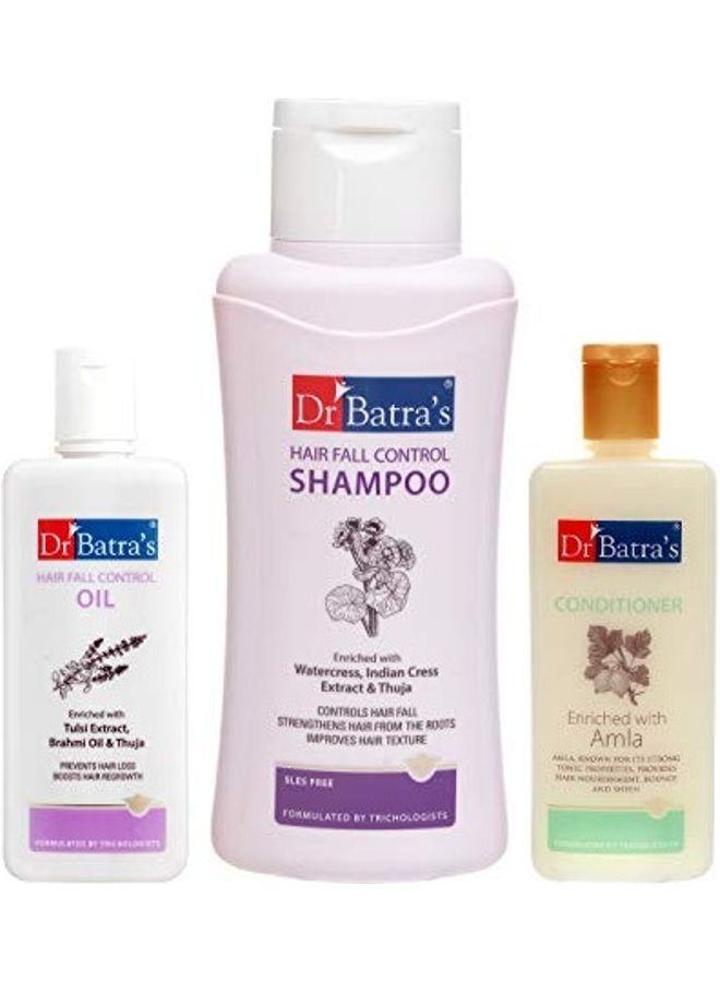 Dr Batra's 3-Piece Hair Care Set Clear Shampoo 500, Conditioner 200, Oil 200ml - Image 1