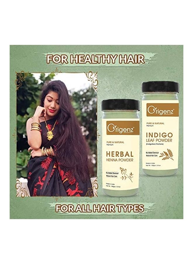 أوريجينز طقم مُكون من قطعتين من بودرة الحناء وبودرة النيلي الفاخرة أخضر 100جرام - Image 2
