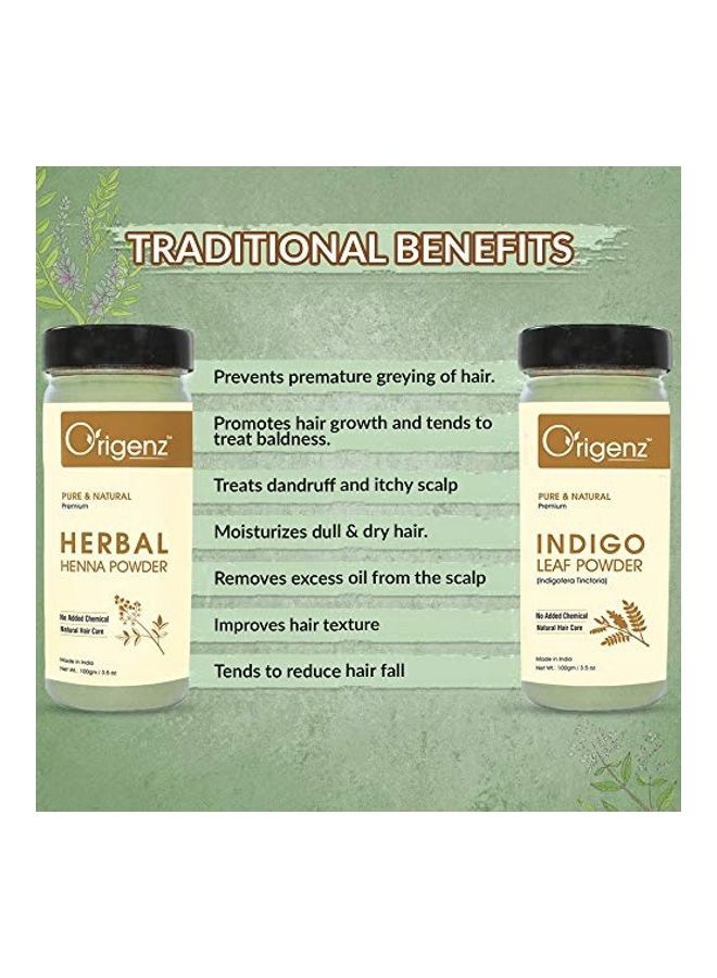 أوريجينز طقم مُكون من قطعتين من بودرة الحناء وبودرة النيلي الفاخرة أخضر 100جرام - Image 4