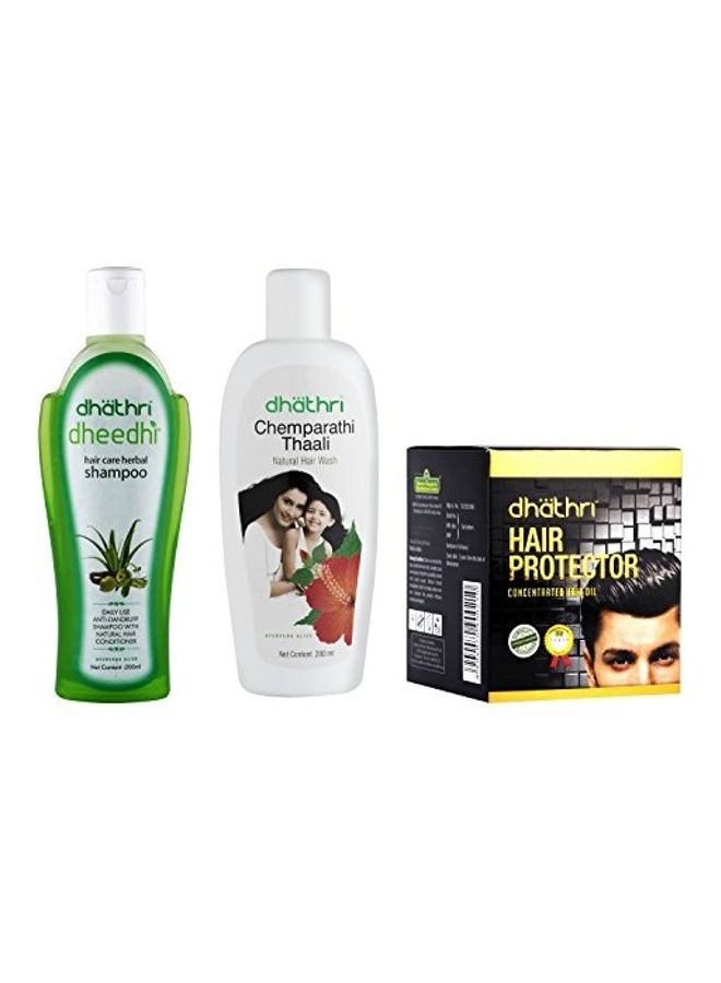 Dhathri Combo Of Dheedhi Hair Care Herbal Shampoo, Chemparathi Thaali and Hair Protector, 200 ml Black 200ml - Image 1