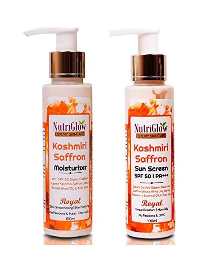 NUTRIGLOW Pack Of 2 Kashmiri Saffron Moisturizer And Sun Screen Clear 100ml - Image 1