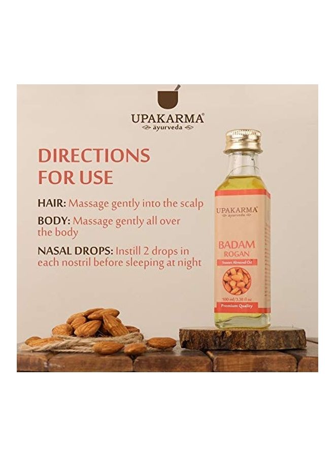 UPAKARMA Pack Of 2 Ayurveda Natural Cold Pressed Sweet Almond Oils Clear 100ml - Image 3