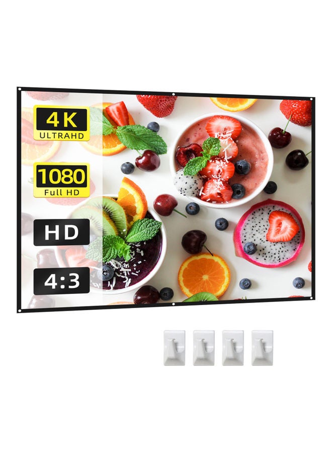 Double Sided Anti-Crease Foldable Projection Movie Screen Curtain With Hooks OS5435-1 White  - Image 1