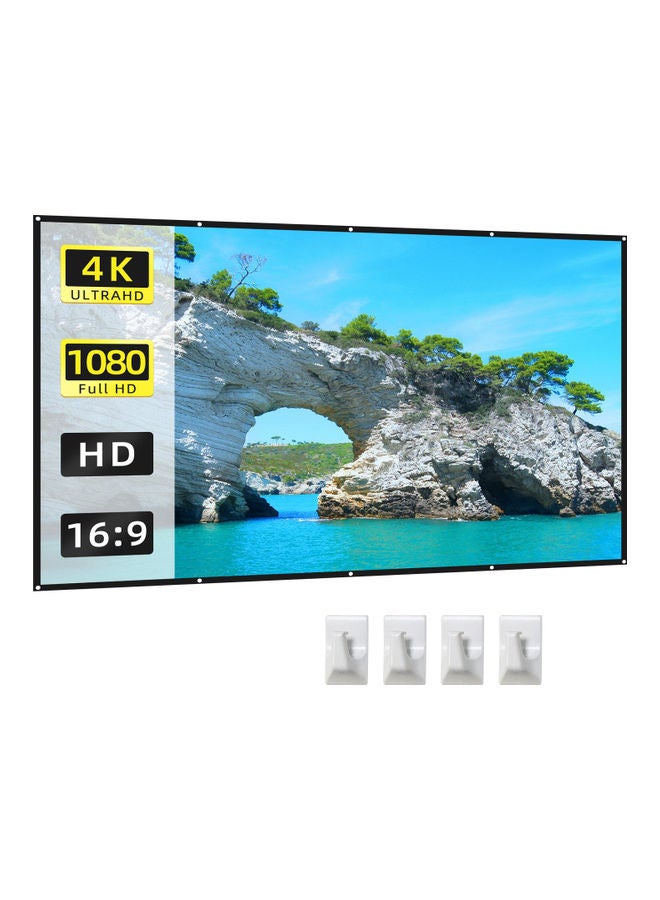Foldable Portable Double Sided Projection Anti-Crease Movie Screen Curtain With Hooks OS5434-1 White - Image 1