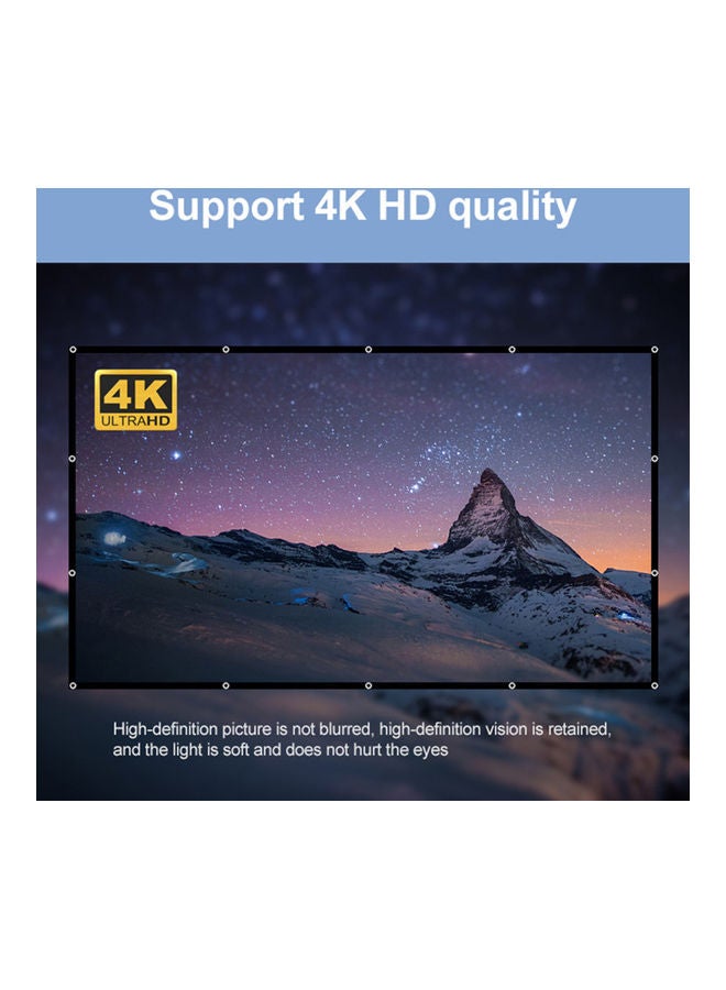 Foldable Portable Double Sided Projection Anti-Crease Movie Screen Curtain With Hooks OS5434-1 White - Image 2