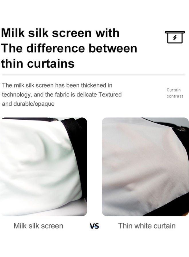 Foldable Portable Double Sided Projection Anti-Crease Movie Screen Curtain With Hooks OS5434-1 White - Image 3