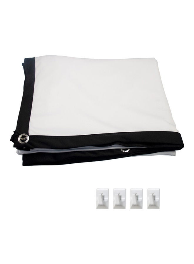 Foldable Portable Double Sided Projection Anti-Crease Movie Screen Curtain With Hooks OS5434-1 White - Image 4