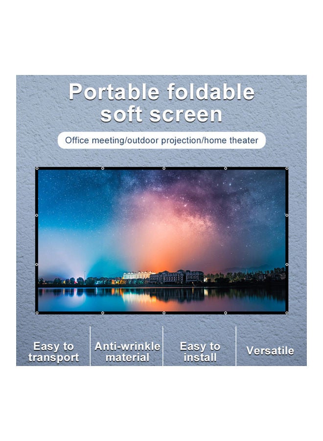 Foldable Portable Double Sided Projection Anti-Crease Movie Screen Curtain With Hooks OS5434-1 White - Image 5
