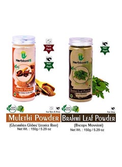 Herbtoniq Mulethi Powder And Brahmi Leaf Powder For Face Pack And Hair Pack Multicolour 300grams  - Image 2