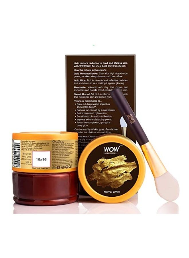 Gold Clay Face Mask With Applicator Gold 200ml