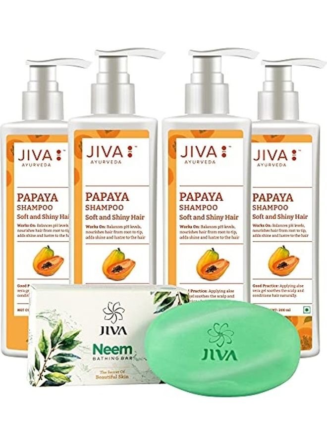 Pack Of 4 Papaya Shampoo With Neem Soap White 400ml - v1629545029/N50293250A_1