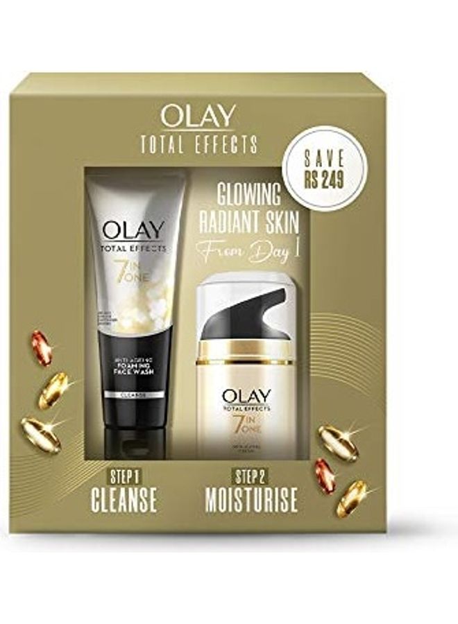 مجموعة توتال إيفيكت من كريم نهاري ومنظف للوجه لمقاومة علامات التقدم في السن من قطعتين متعدد الألوان 50, 100جرام - Image 1