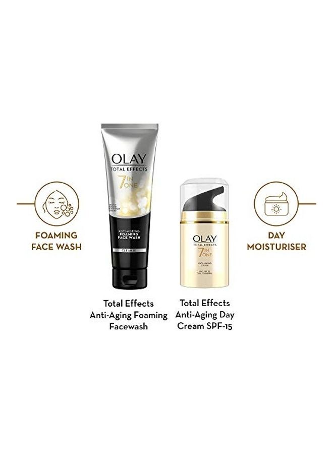 مجموعة توتال إيفيكت من كريم نهاري ومنظف للوجه لمقاومة علامات التقدم في السن من قطعتين متعدد الألوان 50, 100جرام - Image 2