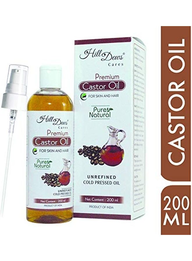 HillDews Castor Oil For Skin Moisturizing And Hair Growth Oil Multicolour 200ml - Image 1