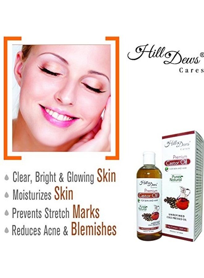 HillDews Castor Oil For Skin Moisturizing And Hair Growth Oil Multicolour 200ml - Image 3