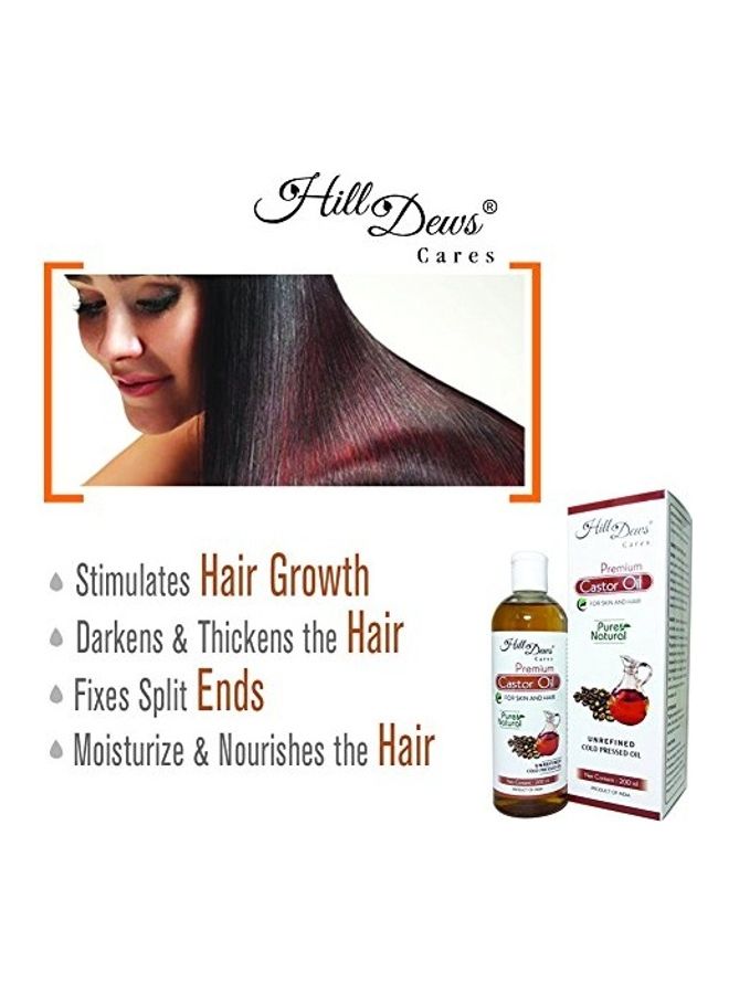 HillDews Castor Oil For Skin Moisturizing And Hair Growth Oil Multicolour 200ml - Image 5