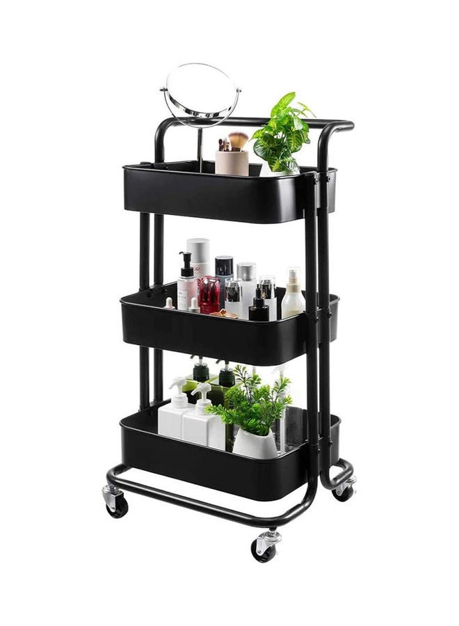 AIWANTO 3-Tier Rolling Storage Cart Black 87cm - Image 2