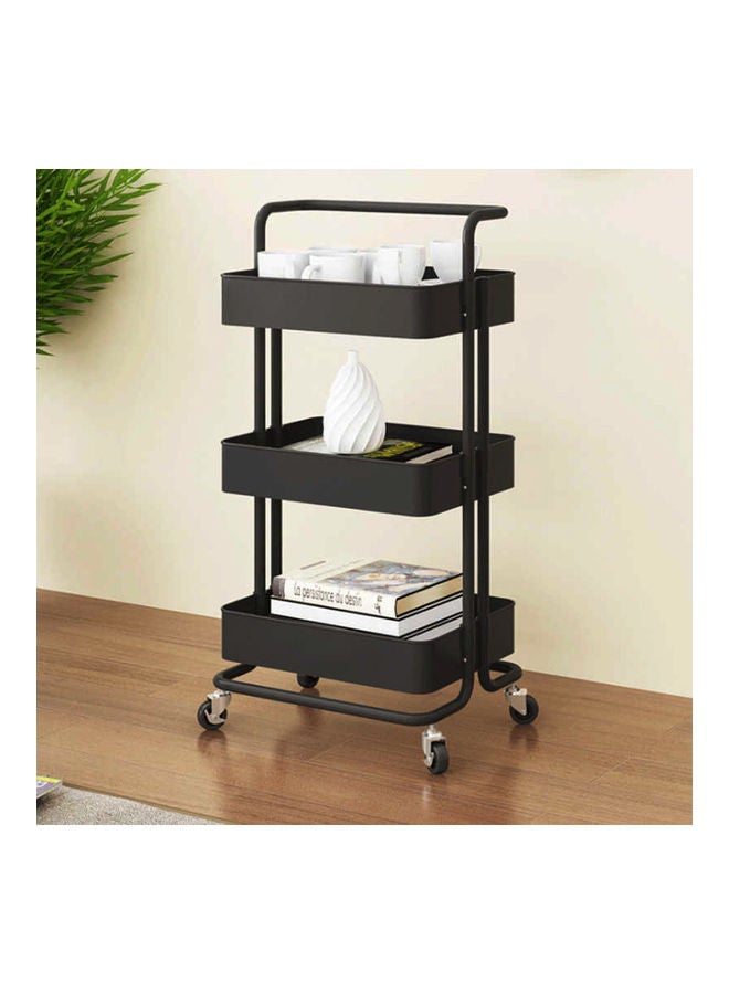 AIWANTO 3-Tier Rolling Storage Cart Black 87cm - Image 3