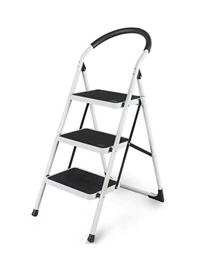 IBAMA - 3-Steps Foldable Ladder White/Black 109x67x47cm - Image 1