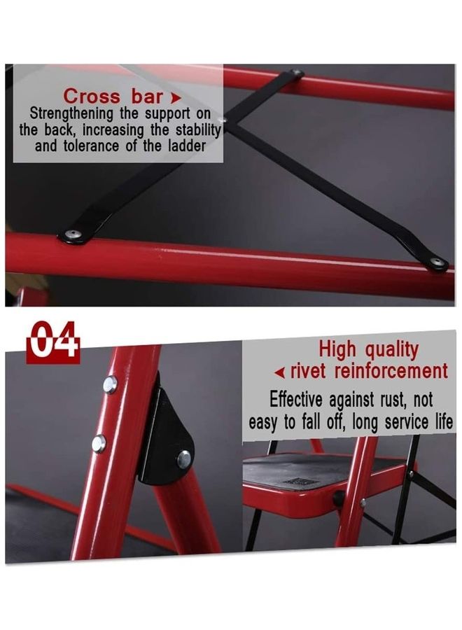 3-Steps Foldable Ladder Red/Black 109x67x47cm