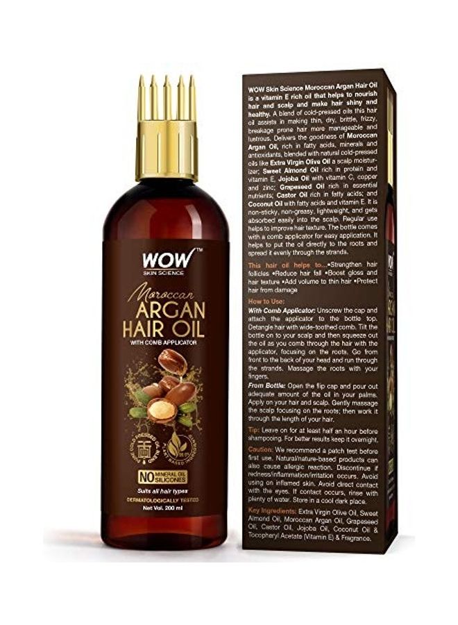 Moroccan Argan Hair Oil With Comb Applicator Brown 200ml